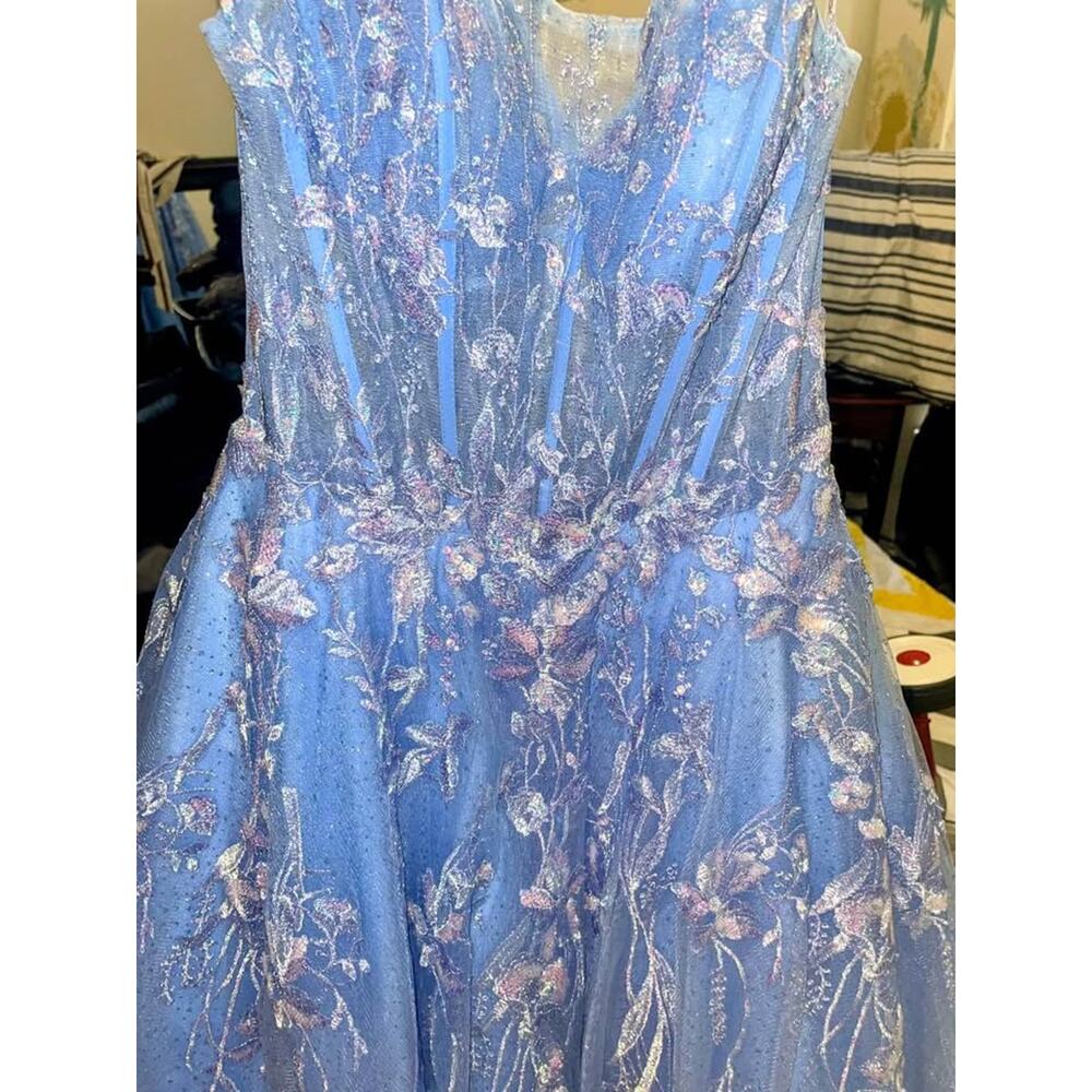 Jovani Style 37421 Blue Gown (size 8) - Picture 7 of 9
